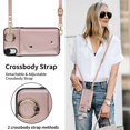thumbnail image 4 of ShellTech for iPhone XR Case with Card Holder and Strap - Zipper Pocket,Crossbody Lanyard Strap,Credit Card Holder,Stand Ring,Cute Phone Wallet Case for Women,Rosegold, 4 of 10