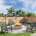 thumbnail image 2 of Bingirl HDPE Plastic Outdoor Rocking Chair for Porch, Deck, Lawn, Garden in Grey with Grid Back Panel, 2 of 7