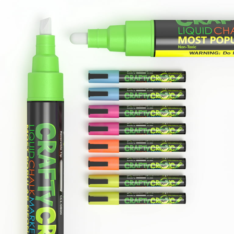Liquid Chalk Markers - 8 Neon Colors  24 FREE Pieces of Chalk (12 whi –  Chalk Stix