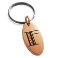 thumbnail image 1 of Stainless Steel Letter F Initial Metro Retro Monogram Engraved Small Oval Charm Keychain Keyring, 1 of 1