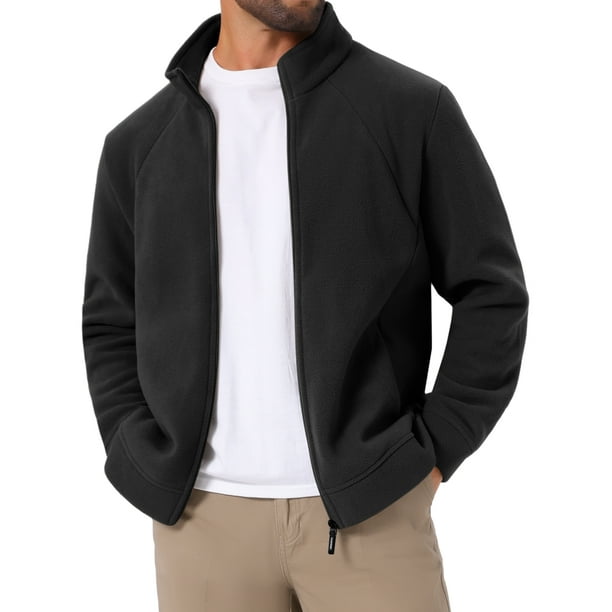 Chaqueta de felpa Inspire Chic para abrigo de invierno para hombres, con cuello alto, cremallera, suave, en color negro, talla S