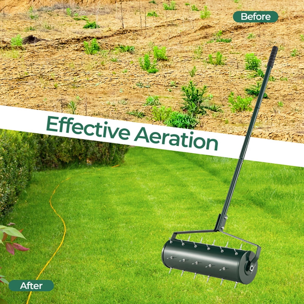 Barara King Sod Roller for Garden, Garden Drum Roller,18/21 Inch Manual Lawn Aerator with Detachable Handle Filled with Sand or Stone-21 inches