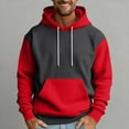 thumbnail image 4 of Men’s Pullover Hoodie Long Sleeve Drawstring Hooded Sweatshirt Kangaroo Pocket Casual Loose Fit Top Red M, 4 of 5