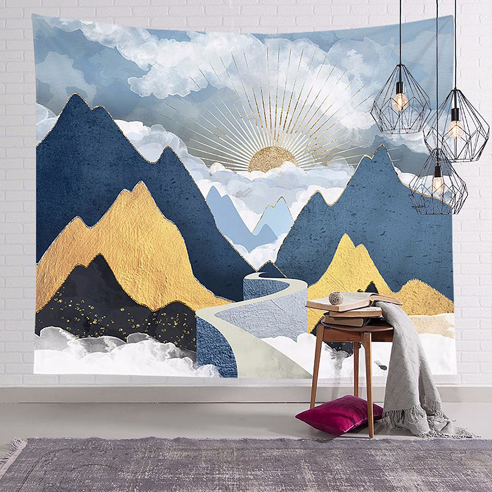 Mountain Ocean Tapestry Wall Hanging Cover Decor Carpet Blanket Yoga Mat Beach 