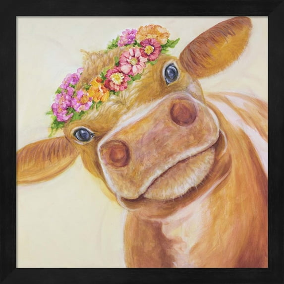 Zen Cow by Julie Joy, Framed Wall Art, 13.25W x 13.25H