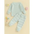 thumbnail image 3 of Infant Baby Girls Boys Pants Set, Long Sleeve Crew Neck Sweatshirt with Striped Sweatpants Outfit, 3 of 8