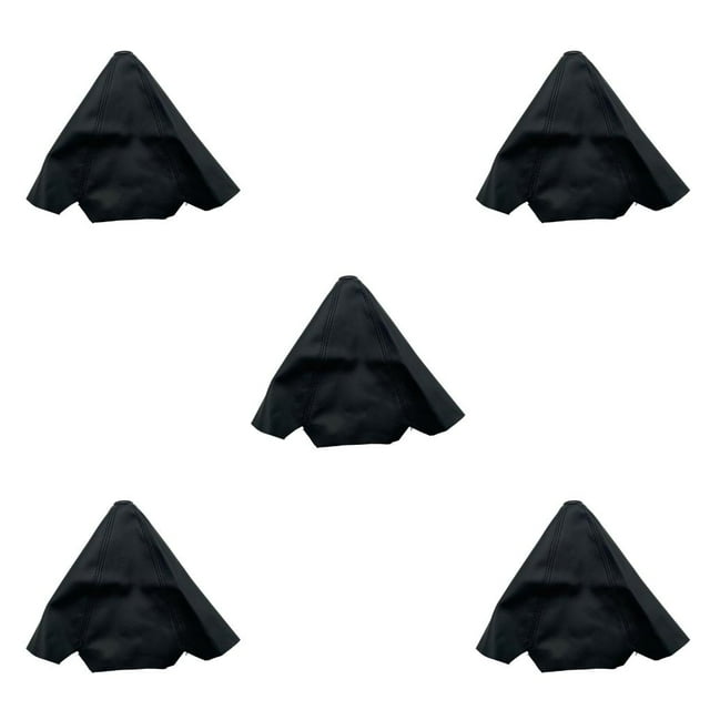 Transemion Car Shift Lever Collar PU Leather Interior Shifter Cover Automobile Manual Knob Stick Protector Modification Riding Black Line 5Set