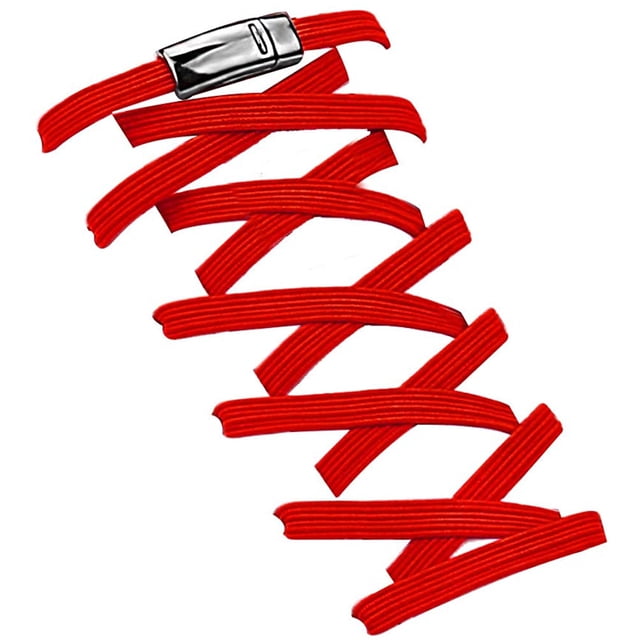 No Tie Elastic Shoelaces, With Magnetic Shoe Laces Lock - One Size Fits All Kids & Adult(Red)