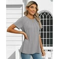 thumbnail image 3 of Rosvigor Blouses for Women Short Sleeve Shirts Casual Dressy Summer Tops with Pleats, 3 of 6