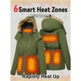 thumbnail image 3 of Fuklindy Graphene Heated Jacket for Women with Battery, 12V Fast Charge 18400mAh Large Capacity Winter Outdoor Lightweight Heating Jackets Green, 3 of 5