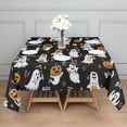 thumbnail image 3 of Black Halloween Ghosts and Pumpkins Square Tablecloth,Waterproof Square Table Cover,Wipeable Spillproof Washable Table Cover for Home Kitchen Party Decor 42"X42"(107x107cm), 3 of 6