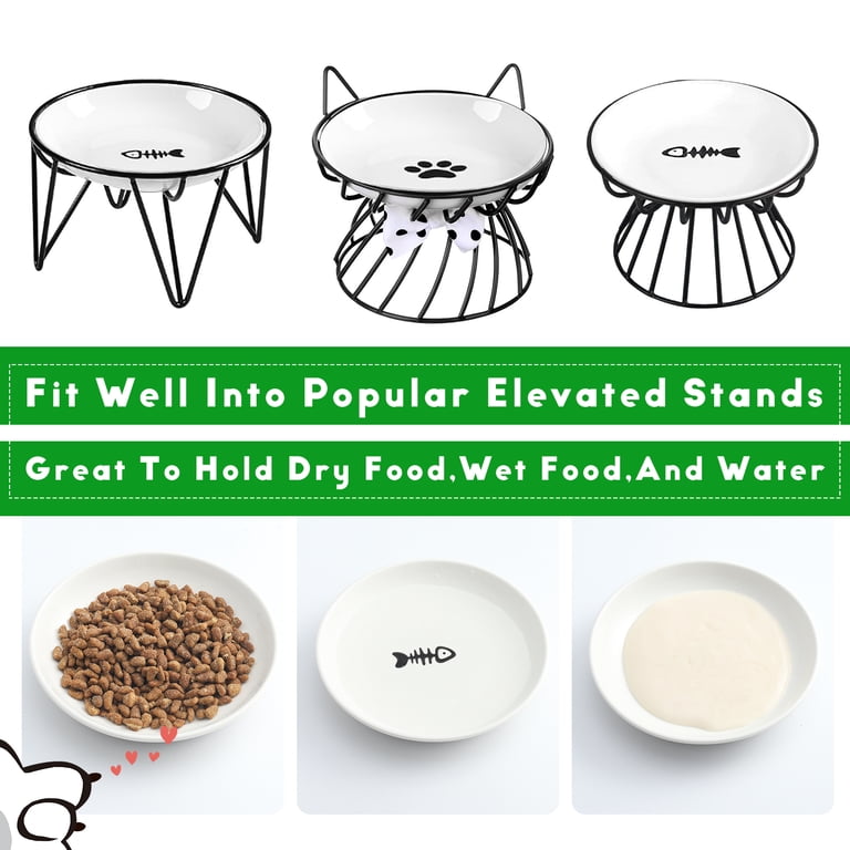 Wide Shallow Ceramic Cat Bowls With Silicone Base photo 2