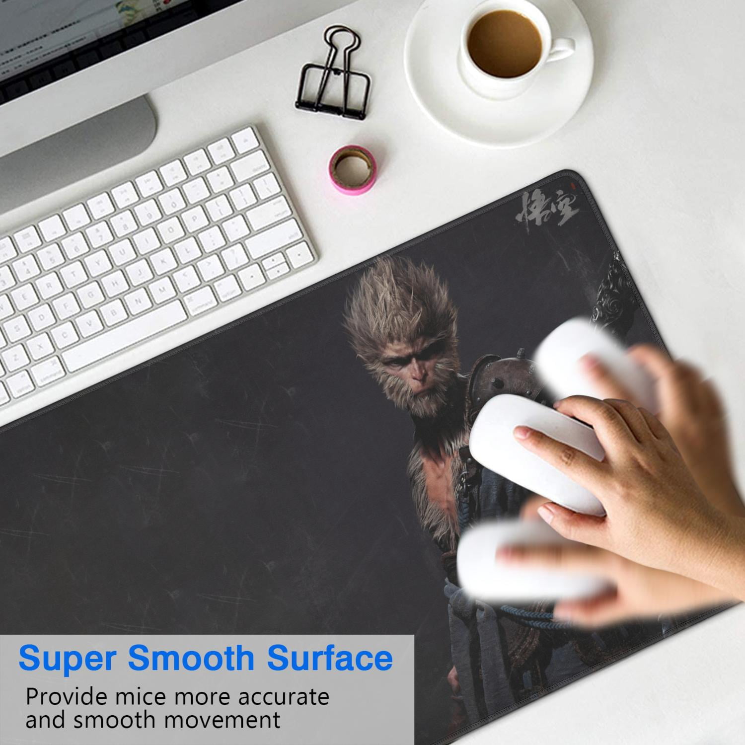 WUKONG Gaming Mouse Pad Non Slip Cool Rubber Mousepads for Table Desk Black Goku ) Mousepad Gaming for Computer Wireless Mouse Decoration (31.5x15.7in)