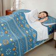 thumbnail image 4 of Castle Fairy Boho Tribal Pattern Bed Sheets 4-Piece,Geometric Floral Full Size Sheets,Blue Apricot Pale Cyan,1 Flat Sheet, 1 Fitted Sheet and 2 Pillowcases, 4 of 7