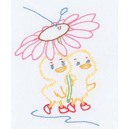 Jack Dempsey Stamped White Quilt Blocks 9"X9" 12/Pkg-Duckies