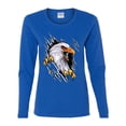 thumbnail image 2 of Torn Ripped Eagle Claws Animal Lover Womens Graphic Long Sleeve T-Shirt, Royal, 2XL, 2 of 3