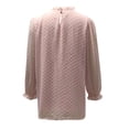 thumbnail image 4 of tklpehg Women Fall Fashion 2022 Casual Long Sleeve Chiffon Tops Solid Color Trendy Tops Dressy Casual Loose Comfy Blouse Lightweight Crewneck Pink M, 4 of 6