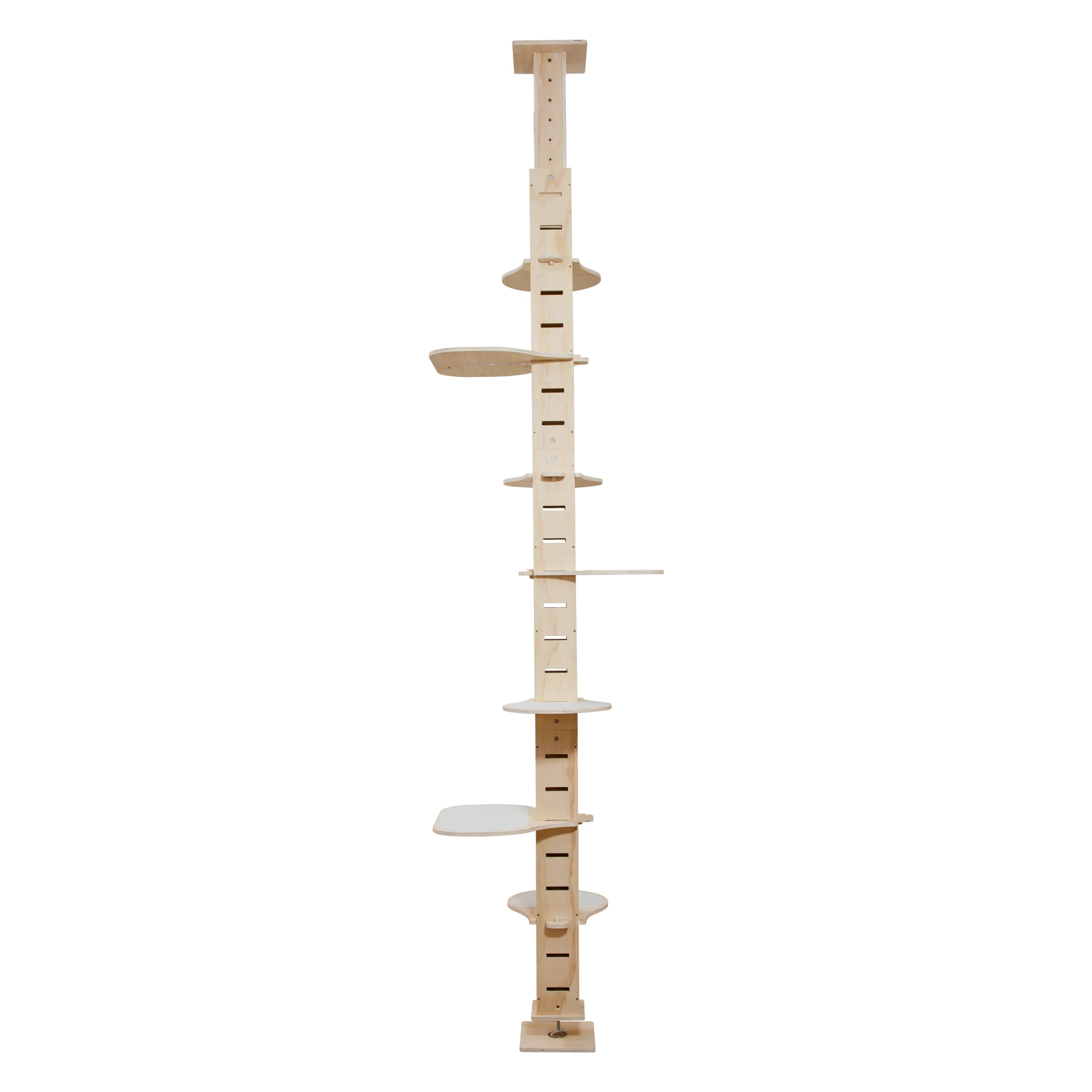 Pefilos Cat Tree Tower for Indoor Cats, Floor to Ceiling Cat Condo for Large Cats Tall Adjustable (98"-114"), Adult Cat Height Kitty Climbing Activity Center, Beige