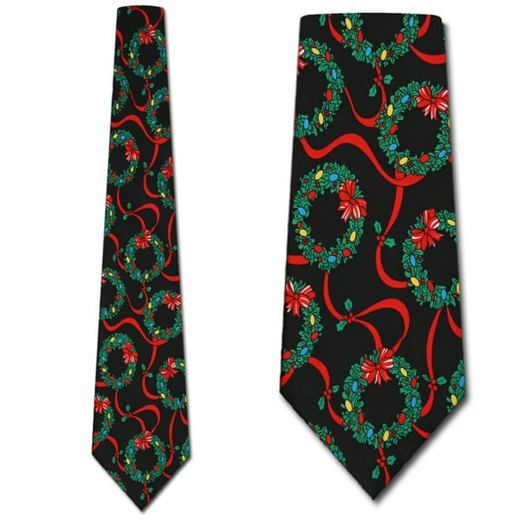 Christmas Wreaths (Black) Necktie Mens Tie