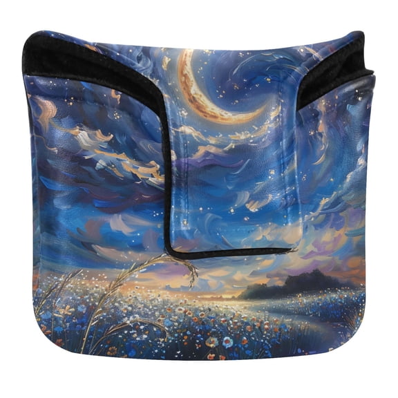 Haosy Flower Sea Starry Sky Golf Mallet Putter Cover Strong Magnetic Leather Golf Club Headcover Closure