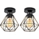 thumbnail image 1 of Lámpara de techo industrial E27, lámpara vintage de 2 piezas, jaula de metal, lámpara colgante retro, techo para sala de estar, cocina, restaurante, cafetería, bar, negro, 1 of 5