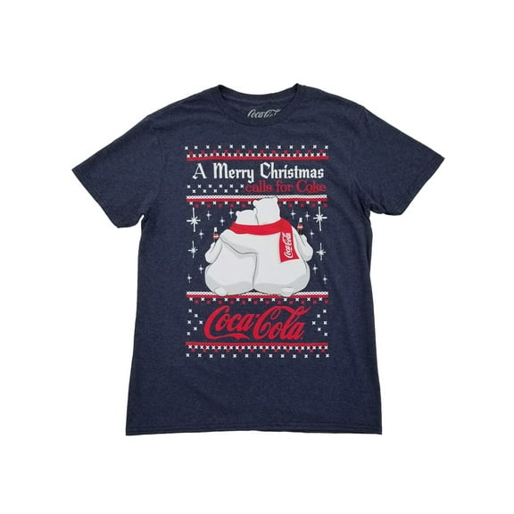 Coca-Cola Mens Navy Blue Heather A Merry Christmas Calls For Coke T-Shirt S