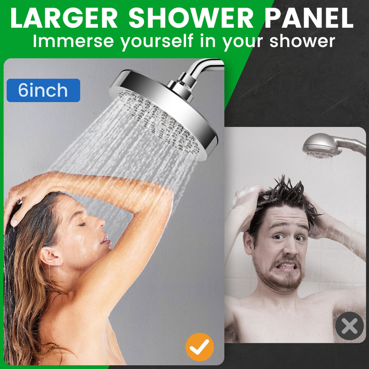 NIUTA 6 Inch High Pressure Rain Showerhead Chrome photo 2