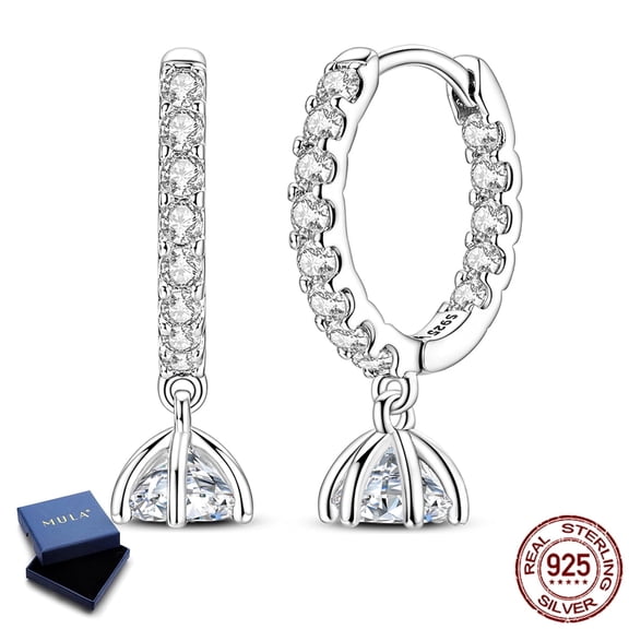 MULA 23mm 925 Sterling Silver Hoop Earrings for Women, Hypoallergenic Sparkling Pave AAA CZ Jewelry Dainty Gift with Box