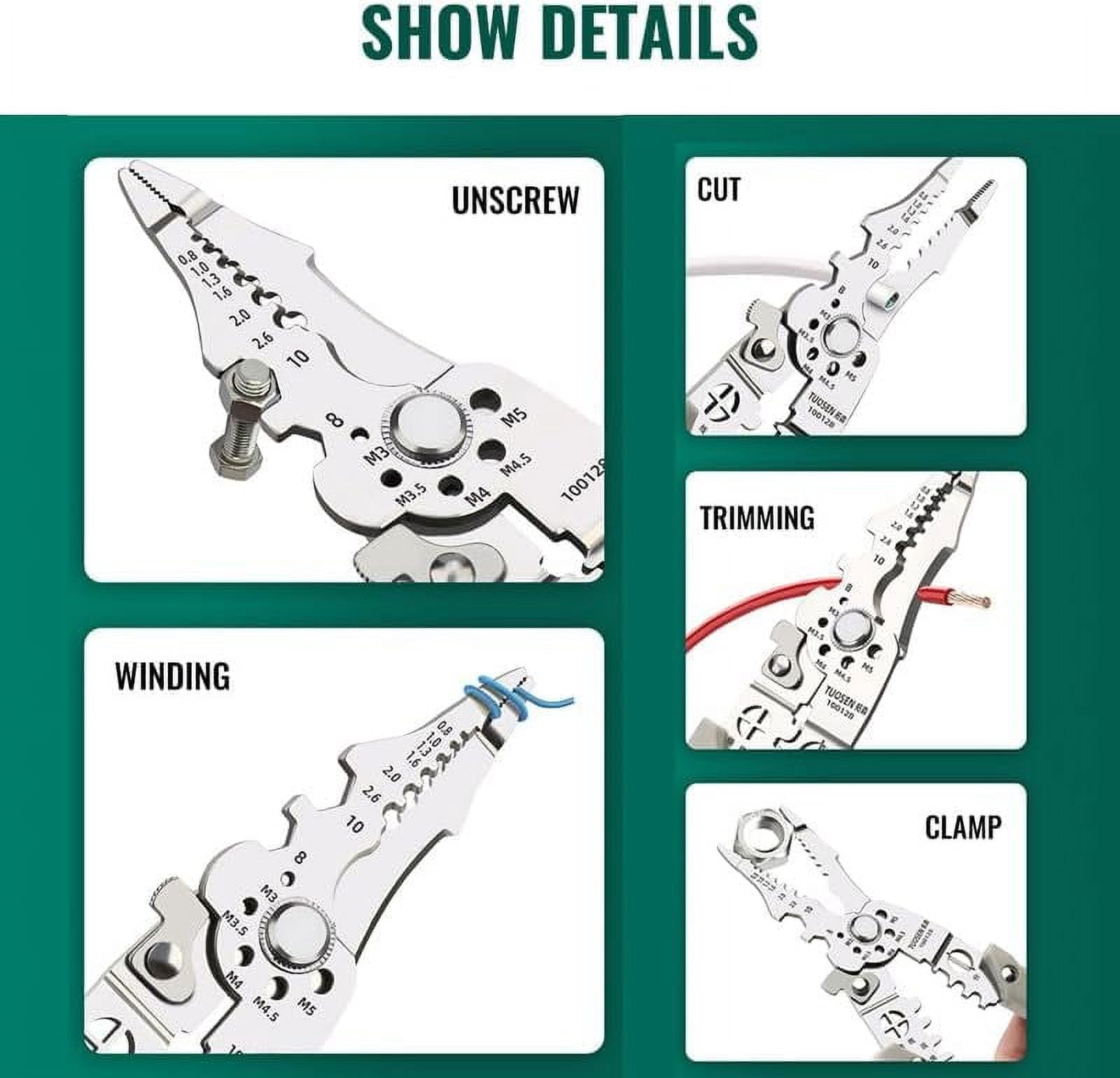 Multifunctional Wire Stripper Crimper Cable Cutter Pliers, Professional Electrical Wire Stripping Tool, Self Adjusting Wire Stripper and Cutter for Electrical Cable Cutting, Crimping Tool（2Pcs）