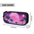 thumbnail image 4 of TEQUAN Large Capacity Pencil Case, Retro Vaporwave Palm Trees Pattern Pencil Pouch 2 Compartments Pencil Bag (Black), 4 of 7
