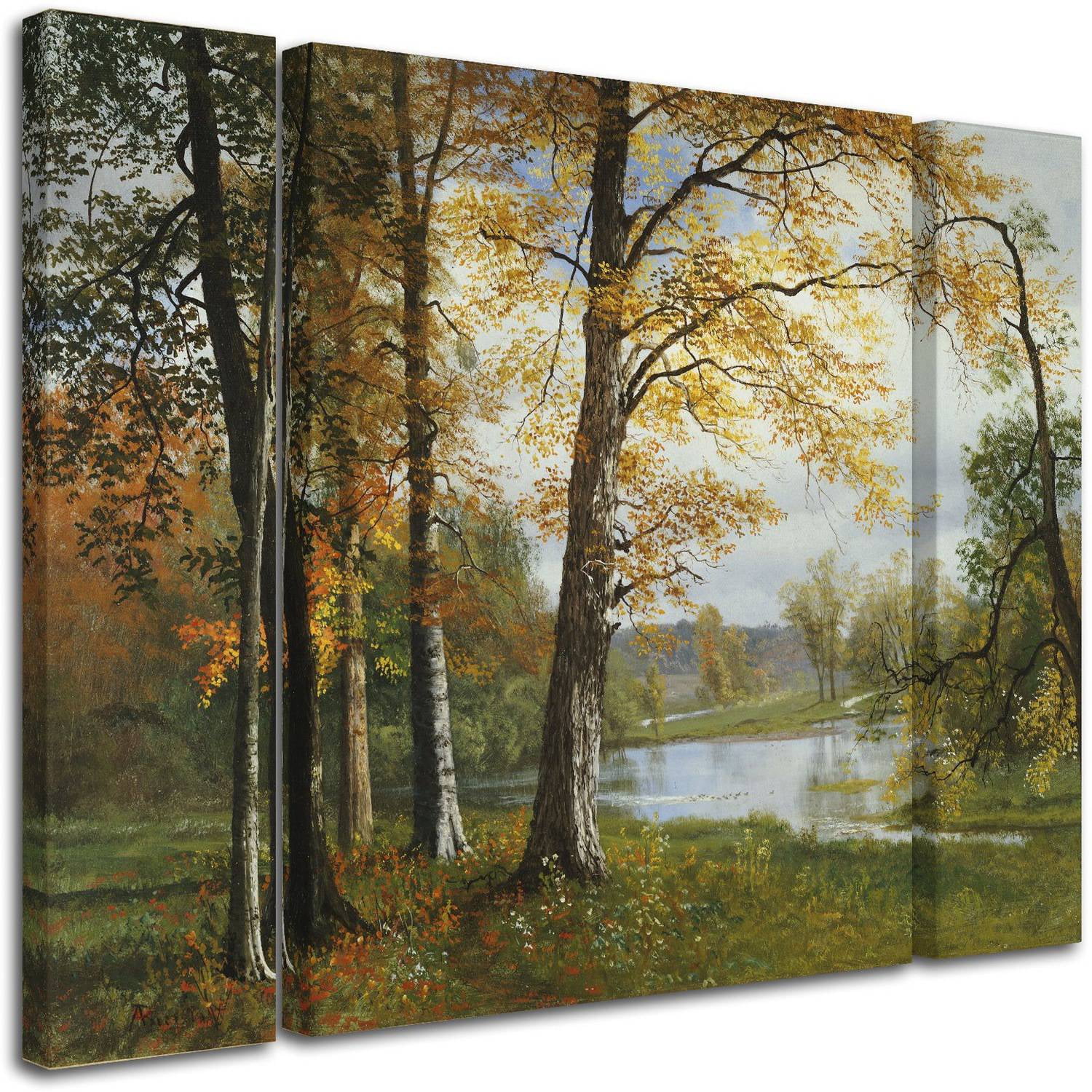 Trademark Fine Art ''A Quiet Lake'' by Albert Bierstadt 30" x 41" Multi Panel Art Set Large (886511916548)