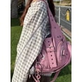 thumbnail image 4 of Top-keivon Shoulder Bag for Women, Y2K Rivet Faux Leather Underarm Purse, Retro Motorcycle Trendy Casual Commute Handbag, 4 of 6