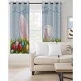thumbnail image 2 of Easter Blackout Curtains for Bedroom Living Room Darkening Curtains 84 Inch Length 2 Panels Set Wooden Bunny Colorful Eggs Spring Floral Retro Art Window Curtain Window Treatment Drapes 42"x84", 2 of 9