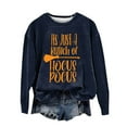thumbnail image 2 of Blue Halloween Shirts Women Crew Neck Fall Embroidered Sweater, Cute Top, Lightweight Long Sleeve Pullover, Loose Fit Design M, 2 of 4