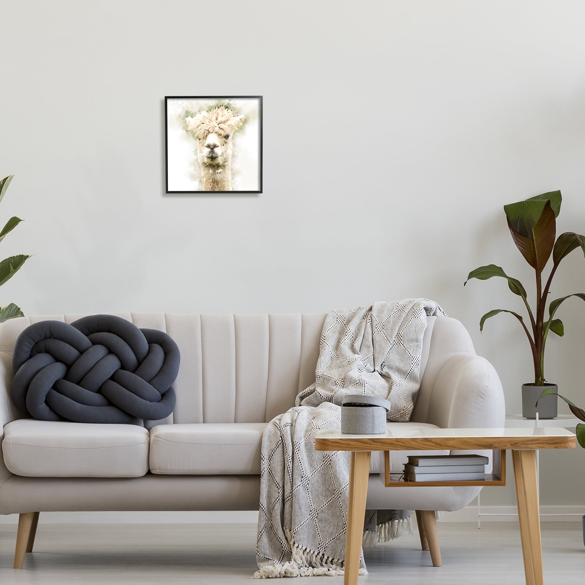 Stupell Alpaca Portrait Abstract Animal Animals & Insects Painting Black Framed Art Print Wall Art