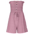 thumbnail image 6 of DHFJKG Women's Summer Casual Smocked Rompers Strapless Loose Fit Shorts Jumpsuits Beach Vacation Clothes Travel Outfits Soft Romper, 6 of 8