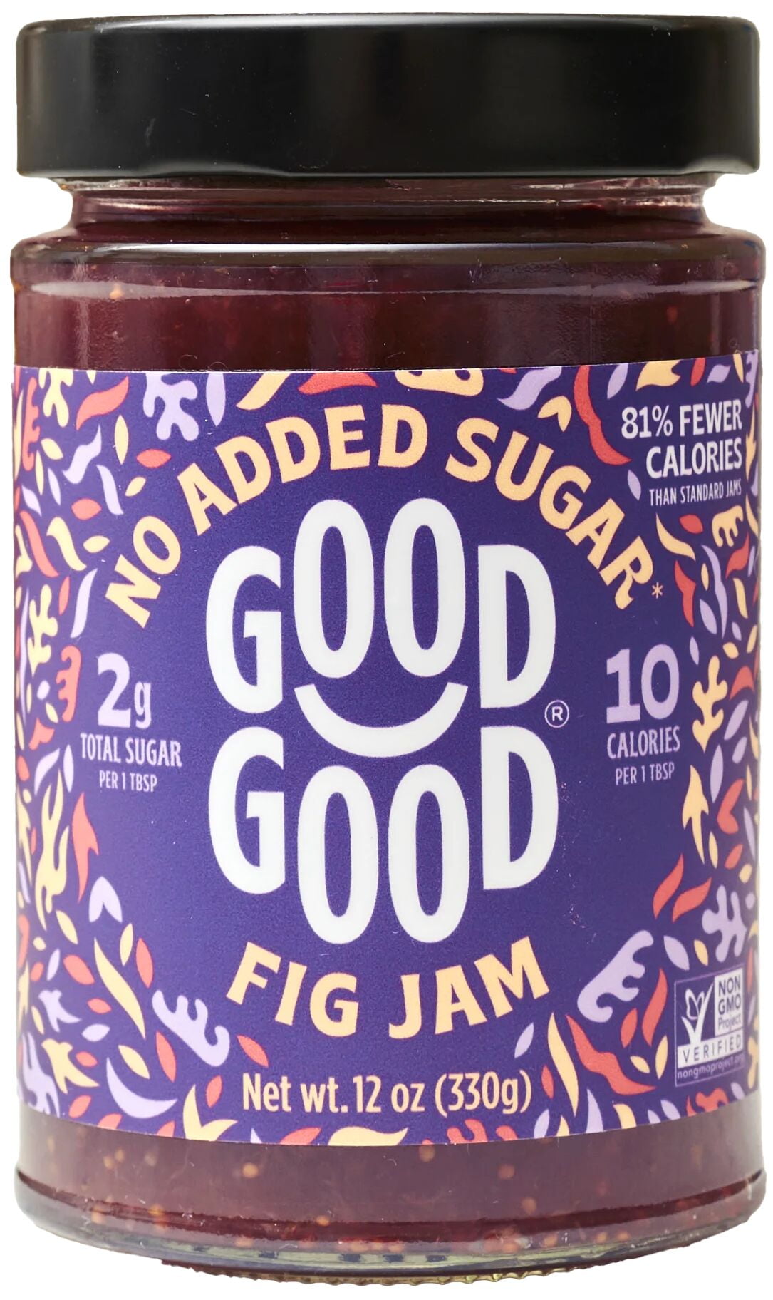 GOOD GOOD No Added Sugar Fig Jam, Low Calorie, Keto Friendly, 12 oz, 2 pack