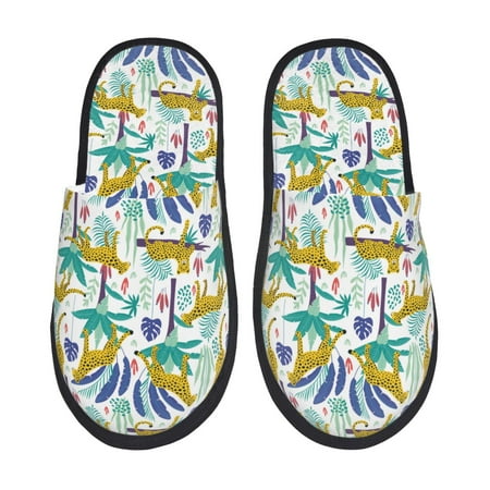 

Sikiie Summer Leopard Fuzzy Slip-on Slippers Warm Cozy Soft Lightweight Memory Foam Indoor House ShoesLarge