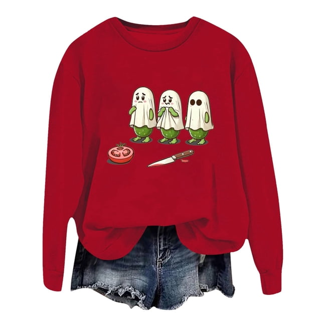 Chandail à Capuche pour Femmes Imprimé Lettre Col Rond Haut Doux Confortable Décontracté Manches Longues pour Automne Hiver Mode