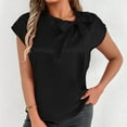 thumbnail image 5 of Jalioing Satin Shirt Women's Short Sleeve Bowtie Neck Silk Blouses Flowy Casual Dressy Tunic Tops Trendy Outfits, 5 of 6