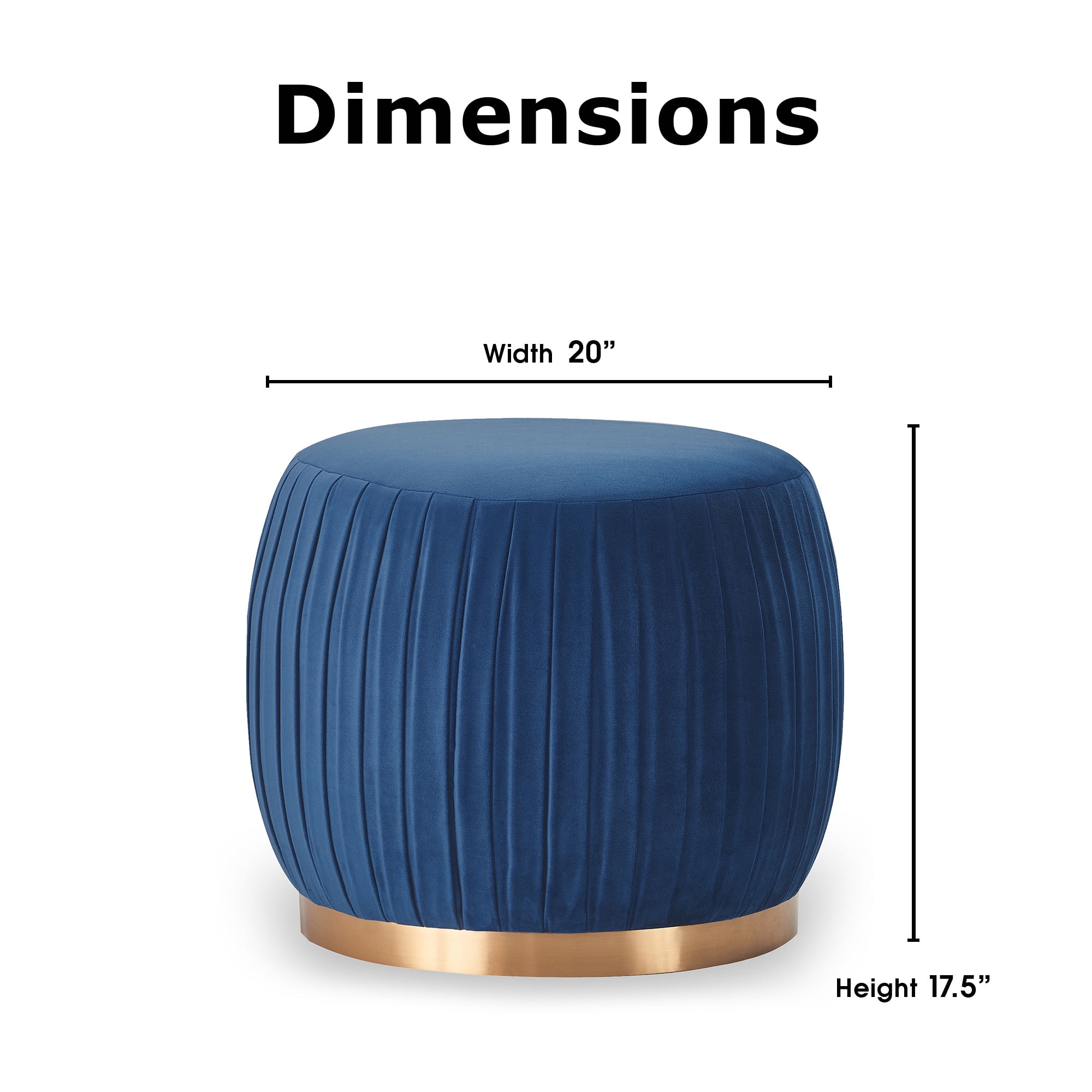 Adore Decor Jolie Modern Pleated Velvet Ottoman in Blue