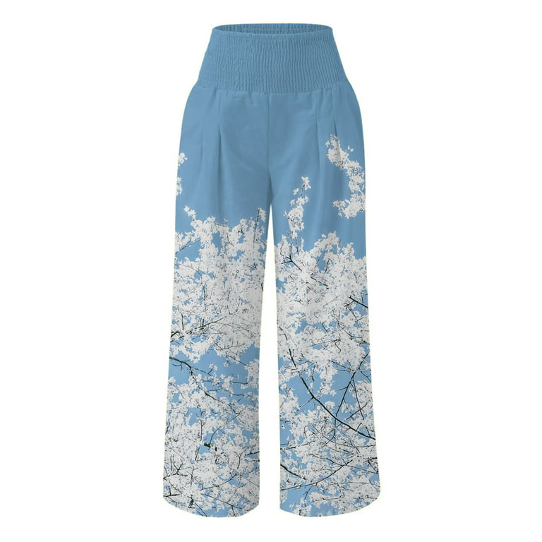 KIHOUT Women's Summer Pants Women's Comfortable Printed High Waist Leisure  Pants Sweatpants Yoga Pants 