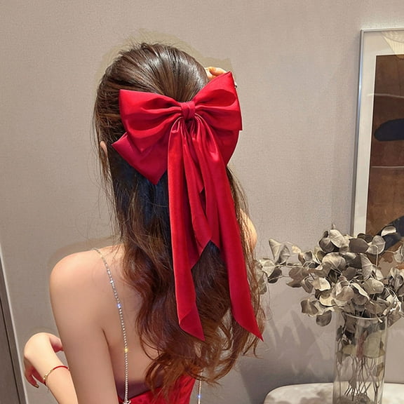 PAMINGONO 1Pcs Red Bow Hair Clip For Women Teen Girls Vintage Ribbon Bow Clips