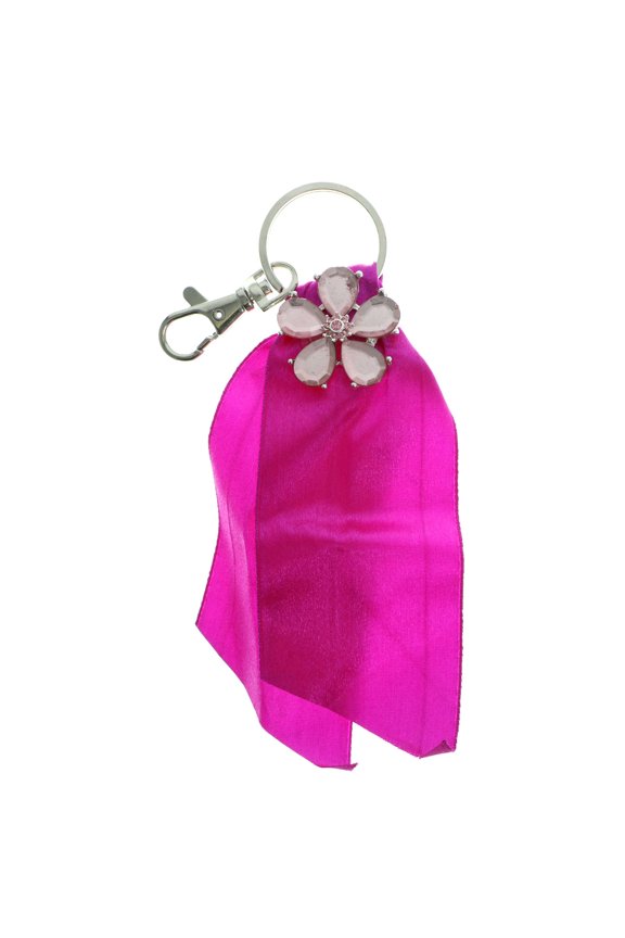 Pink Ribbon Keychain With Flower Accent KEKC4393