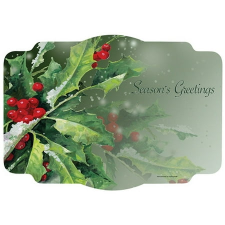 

Season s Greetings Holly Disposable Paper Placemats - 9.75in. x 14in. - 50 Pack (311120)