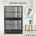 thumbnail image 3 of SMONTER Heavy Duty Dog Crate-42 inch Large Metal Dog Cage with 2 Doors and 4 Wheels, Stackable Dog Kennel for Large & Medium Dogs, Removable Tray, 3 of 8