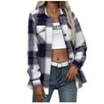 thumbnail image 3 of DDAPJ pyju Shirt Jackets for Women Lightweight Plaid Shacket Business Casual Button Down Shirts with Pockets Purple S, 3 of 8