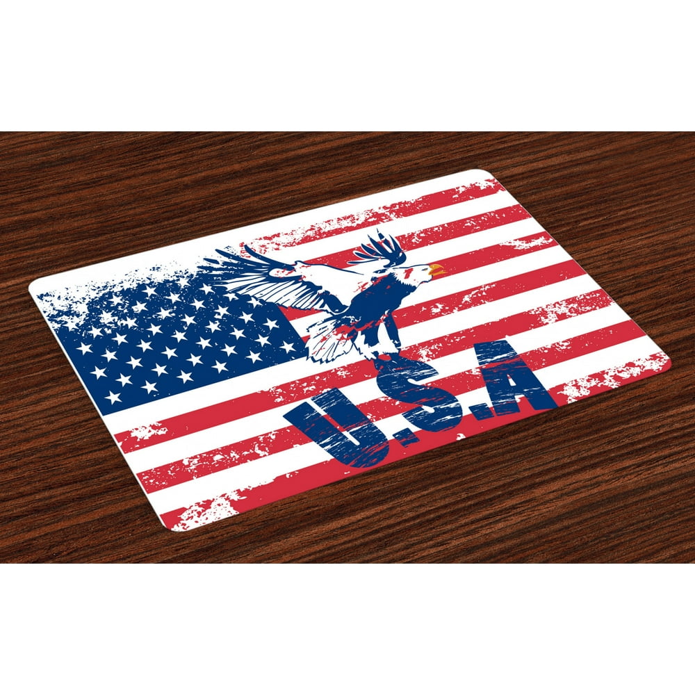 United States Placemats Set of 4 Grunge Looking American National Flag