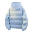 thumbnail image 5 of Mrmaere Men's Hooded Jacket Mixed-Material Button-Front Quilted Warm Outerwear for Daily & Casual Light Blue XXL, 5 of 5