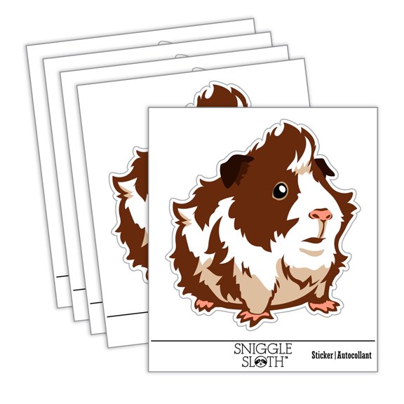 Cute and Hairy Abyssinian Guinea Pig Car Window Bumper Water Bottle Phone Tablet Laptop Waterproof Vinyl Decal Sticker Set 5-Pack - Gloss Finish - 2.0"